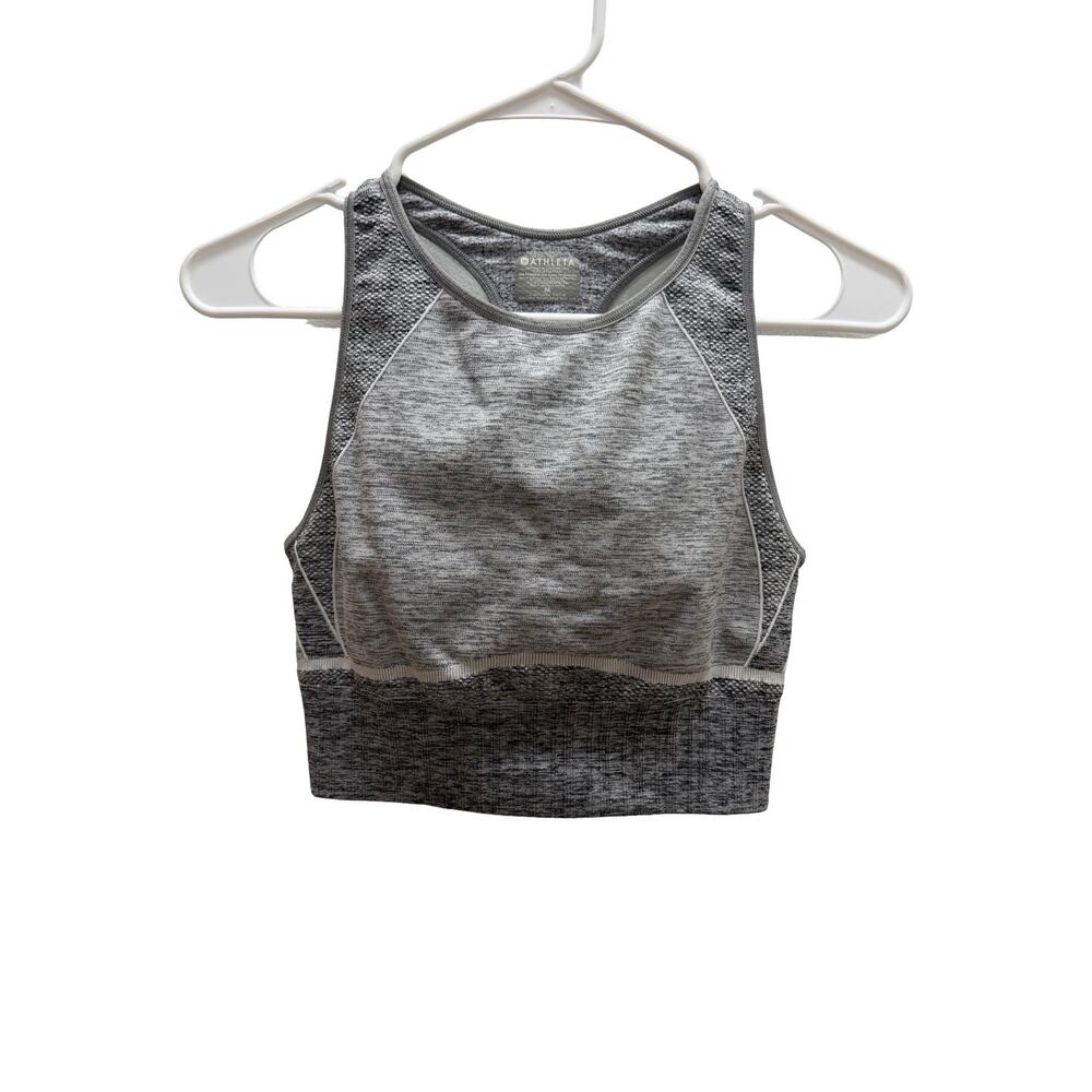 ATHLETA Agile Women’s Heather Gray Athletic Sports Bra Sz M NO PADS